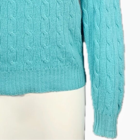 Joie 100% Cashmere Cable Knit Crew Neck Sweater Aqua Pullover Womens M NEW - Picture 6 of 12